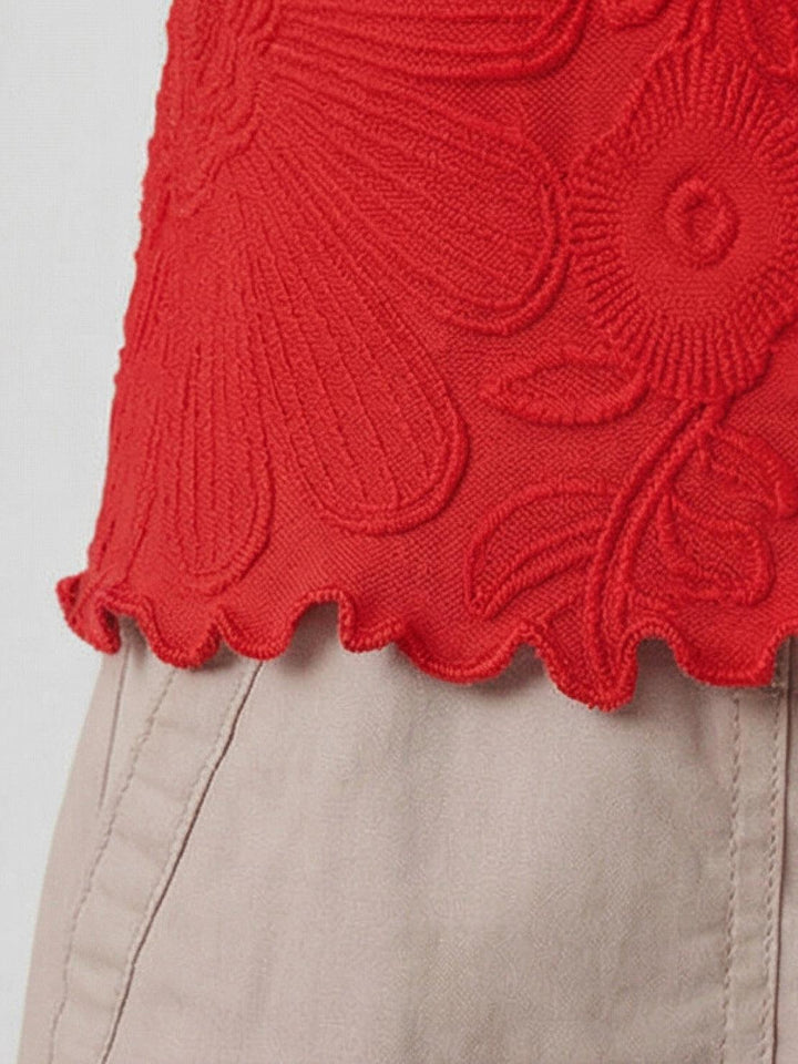 Floral Jacquard Pleated Top red image 5 