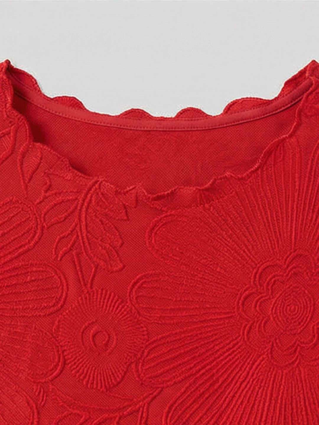 Floral Jacquard Pleated Top red image 6 