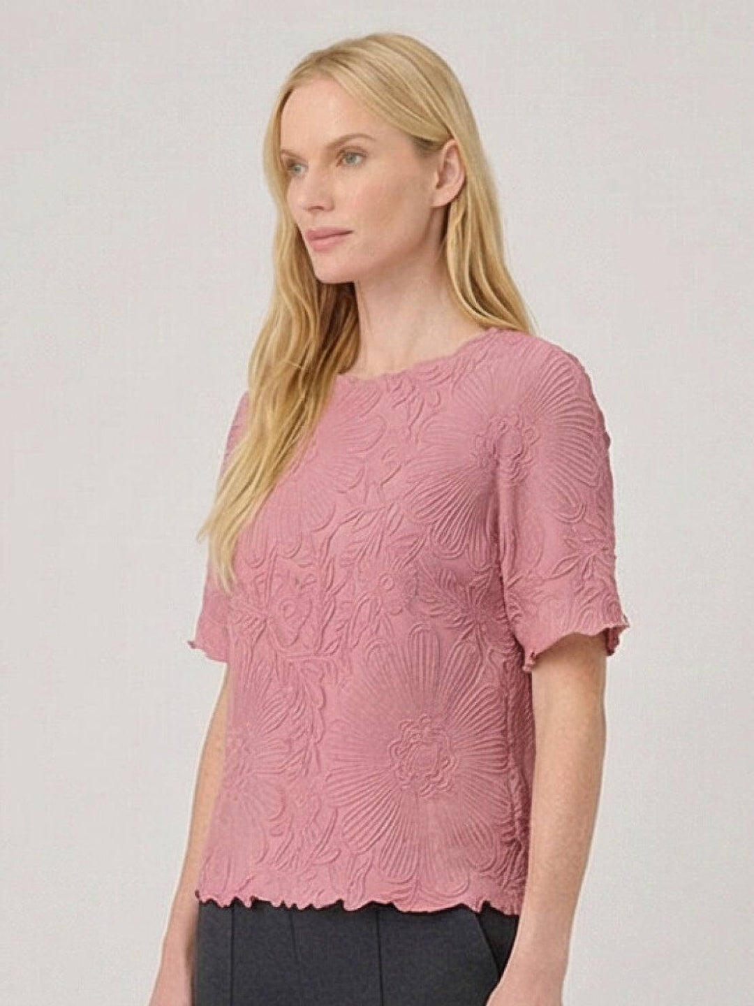 Floral Jacquard Pleated Top light pink image 3 