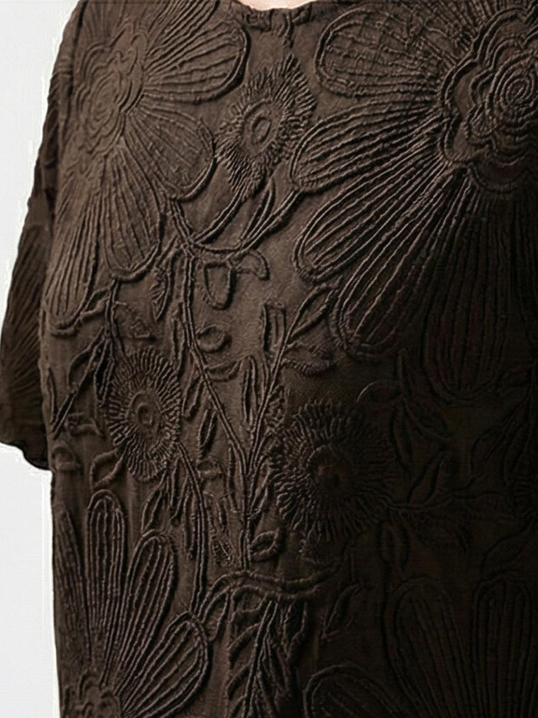 Floral Jacquard Pleated Top coffee brown image 6 