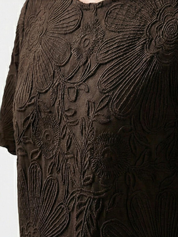 Floral Jacquard Pleated Top coffee brown image 6 