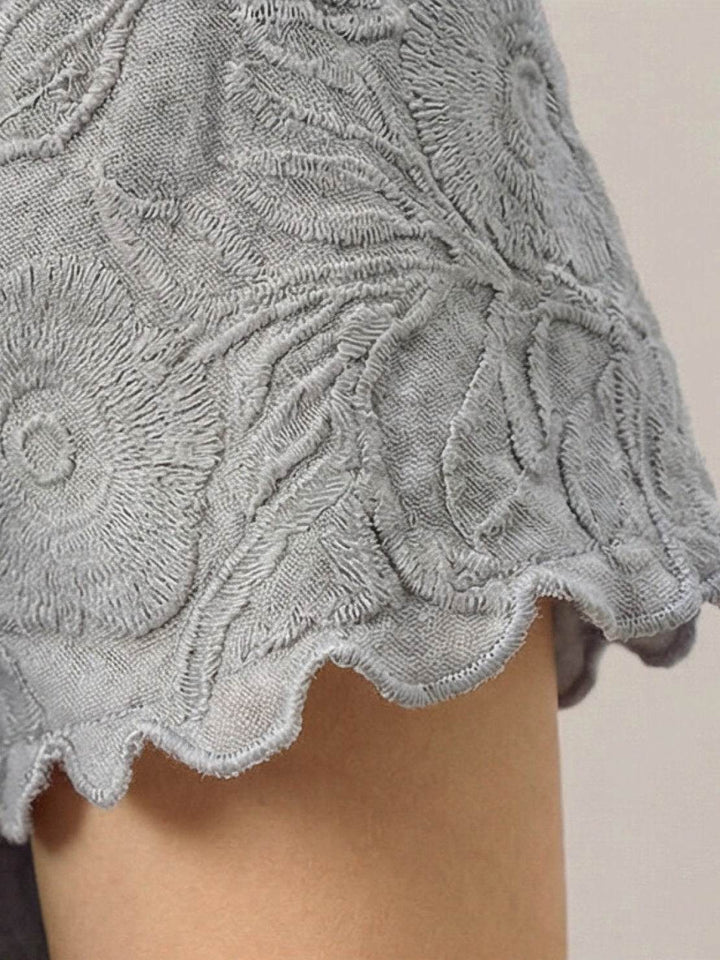 Floral Jacquard Pleated Top light gray image 6 