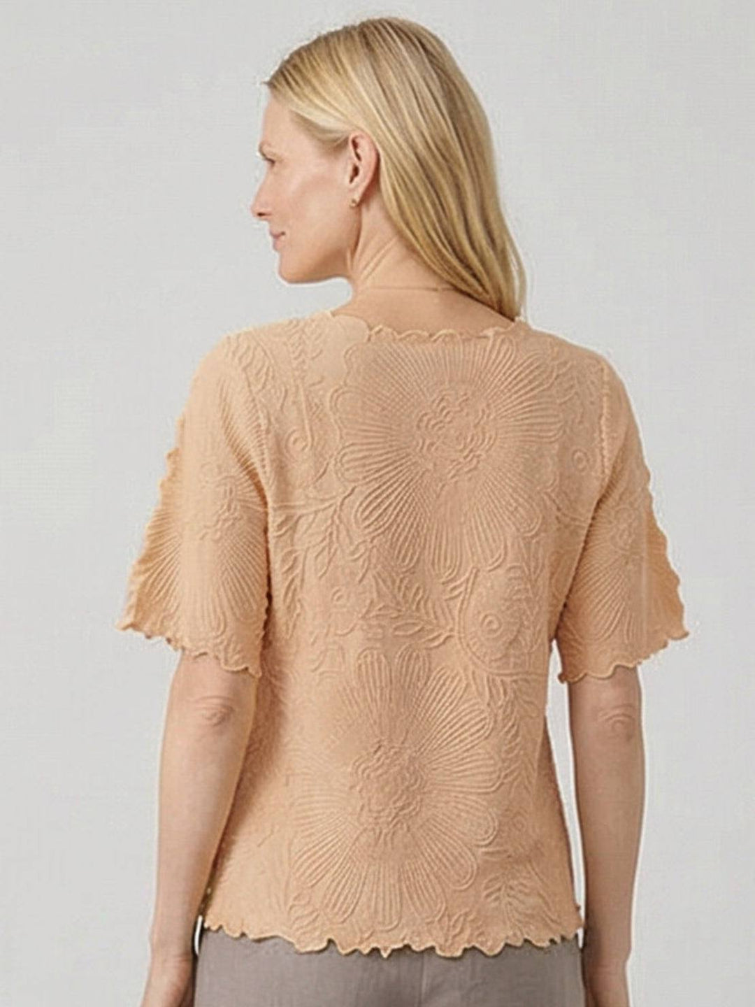 Floral Jacquard Pleated Top khaki image 4 
