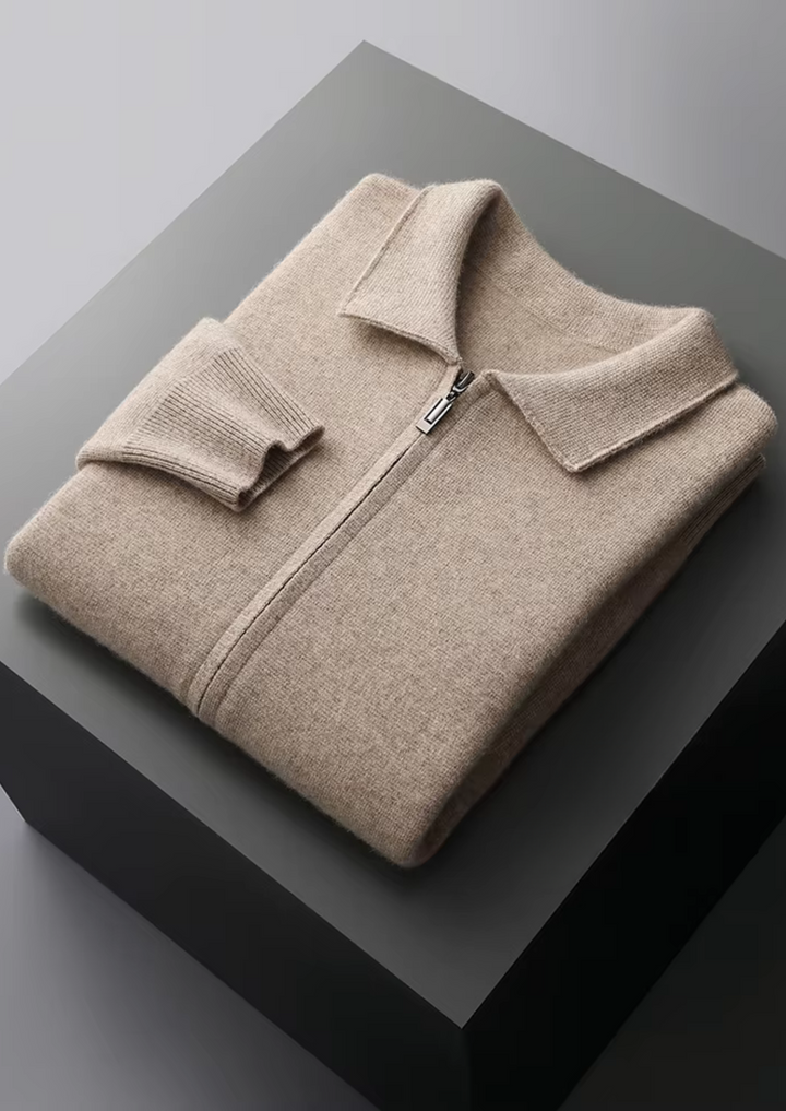 Pure Merino Zip Polo Cardigan camel image 3 #color_camel