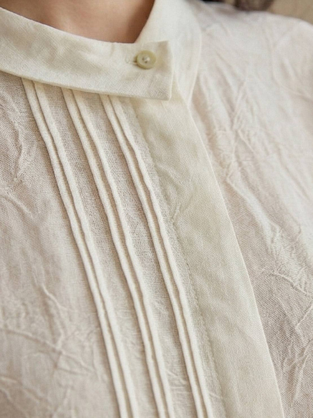 100% Linen Oversized Jacquard Shirt off-white image 6 