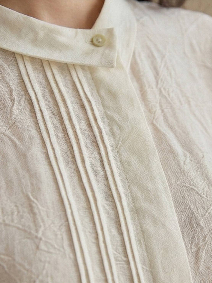 100% Linen Oversized Jacquard Shirt off-white image 6 