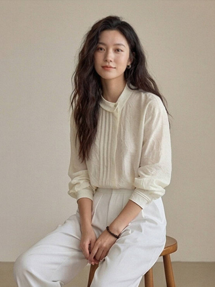 100% Linen Oversized Jacquard Shirt off-white image 4 