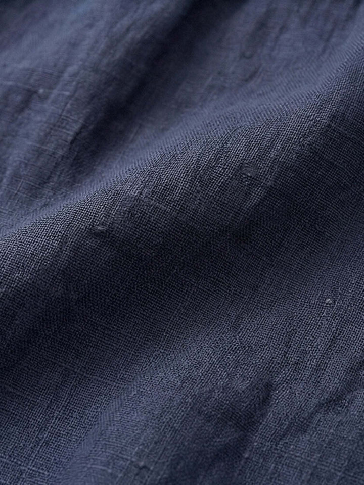 100% Linen Pocket Midi Dress navy blue image 6 