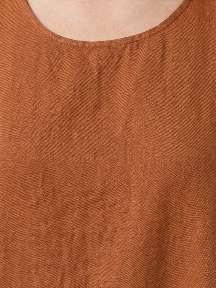 100% Cotton Linen Sleeveless Maxi Dress rusty orange image 6 