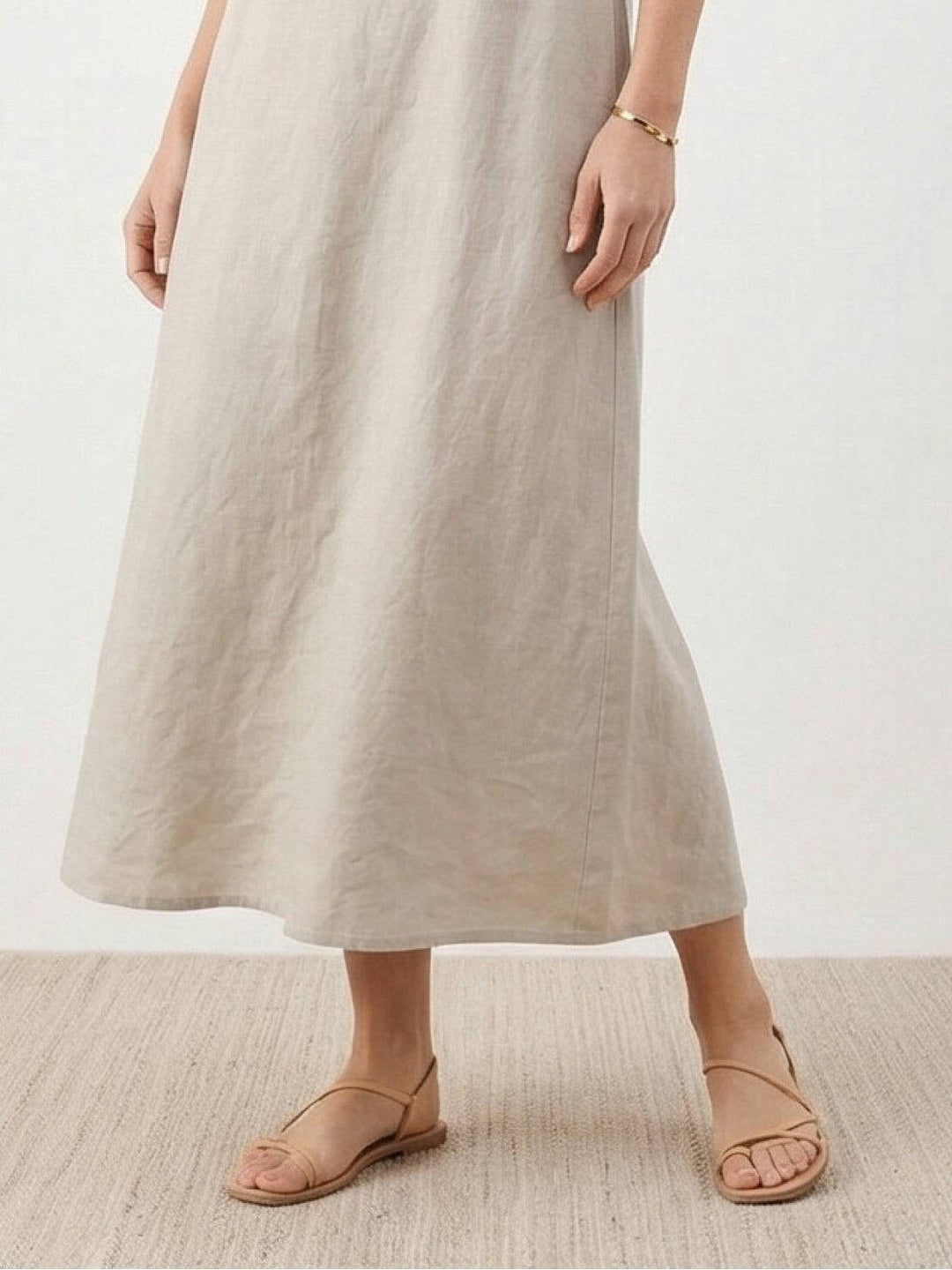 100% Cotton Linen Sleeveless Maxi Dress oat milk image 5 