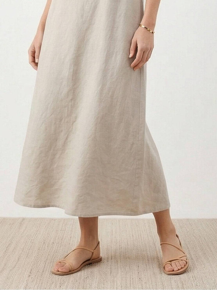 100% Cotton Linen Sleeveless Maxi Dress oat milk image 5 