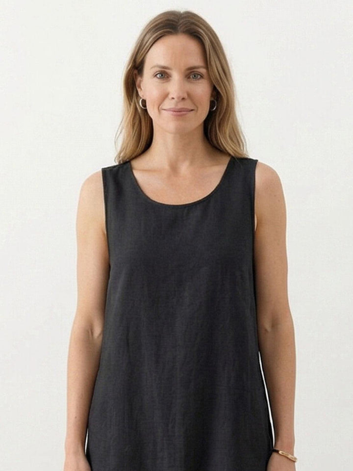 100% Cotton Linen Sleeveless Maxi Dress blackberry black image 4 