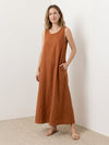 100% Cotton Linen Sleeveless Maxi Dress