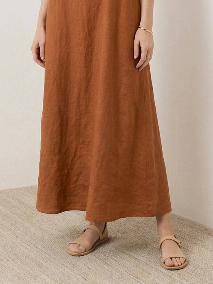 100% Cotton Linen Sleeveless Maxi Dress rusty orange image 5 