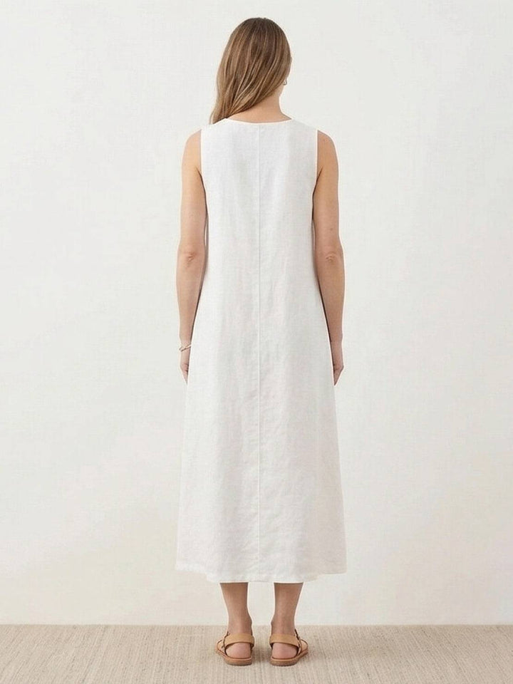 100% Cotton Linen Sleeveless Maxi Dress blackberry black image 10 
