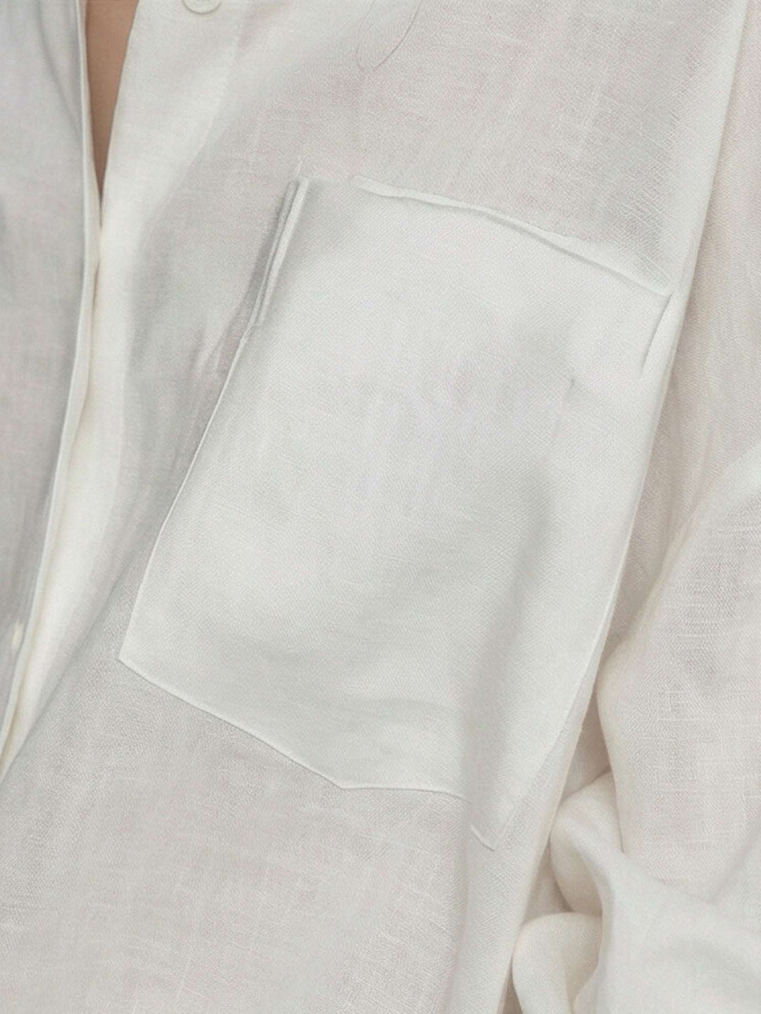 100% Cotton-Linen Classic Oversized Shirt white image 6 
