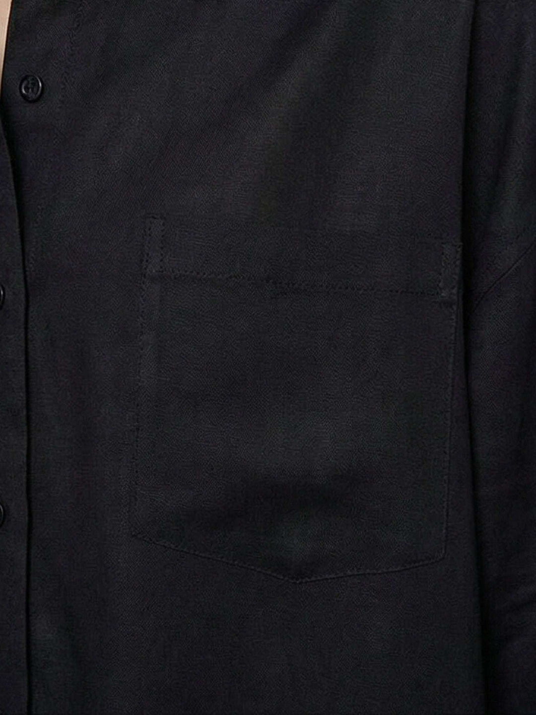 100% Cotton-Linen Classic Oversized Shirt black image 6 