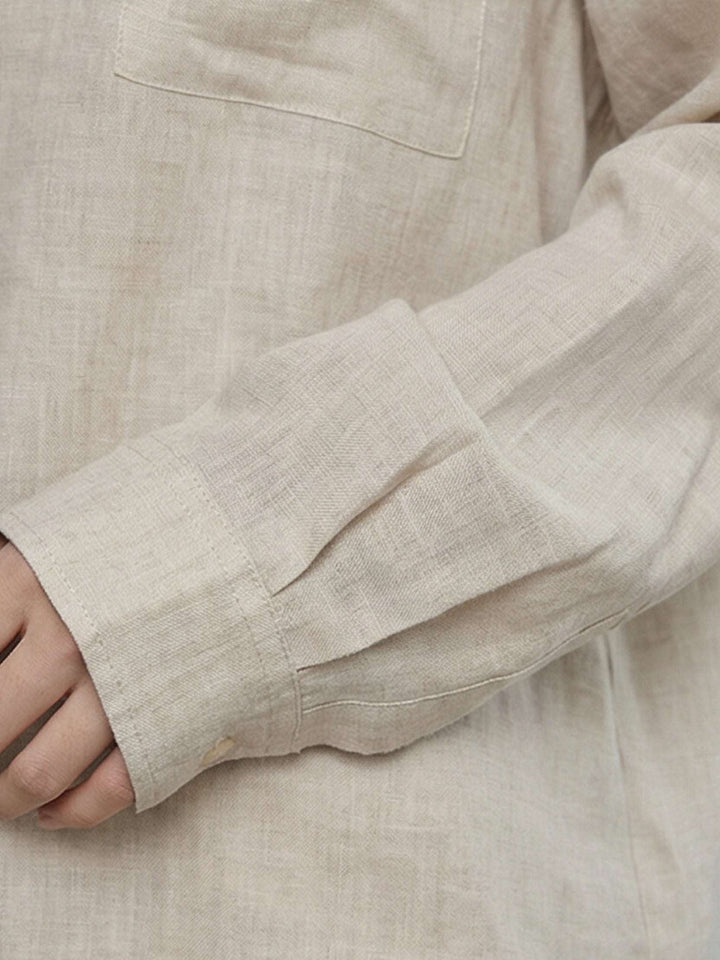 100% Cotton-Linen Classic Oversized Shirt beige image 5 