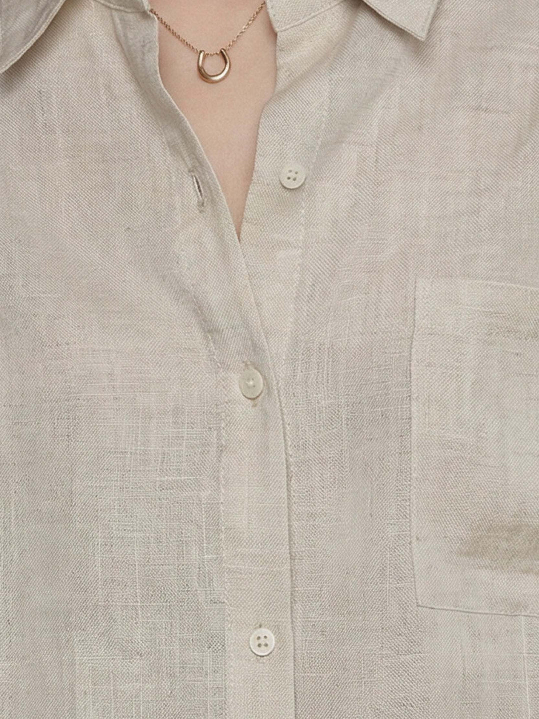 100% Cotton-Linen Classic Oversized Shirt beige image 6 