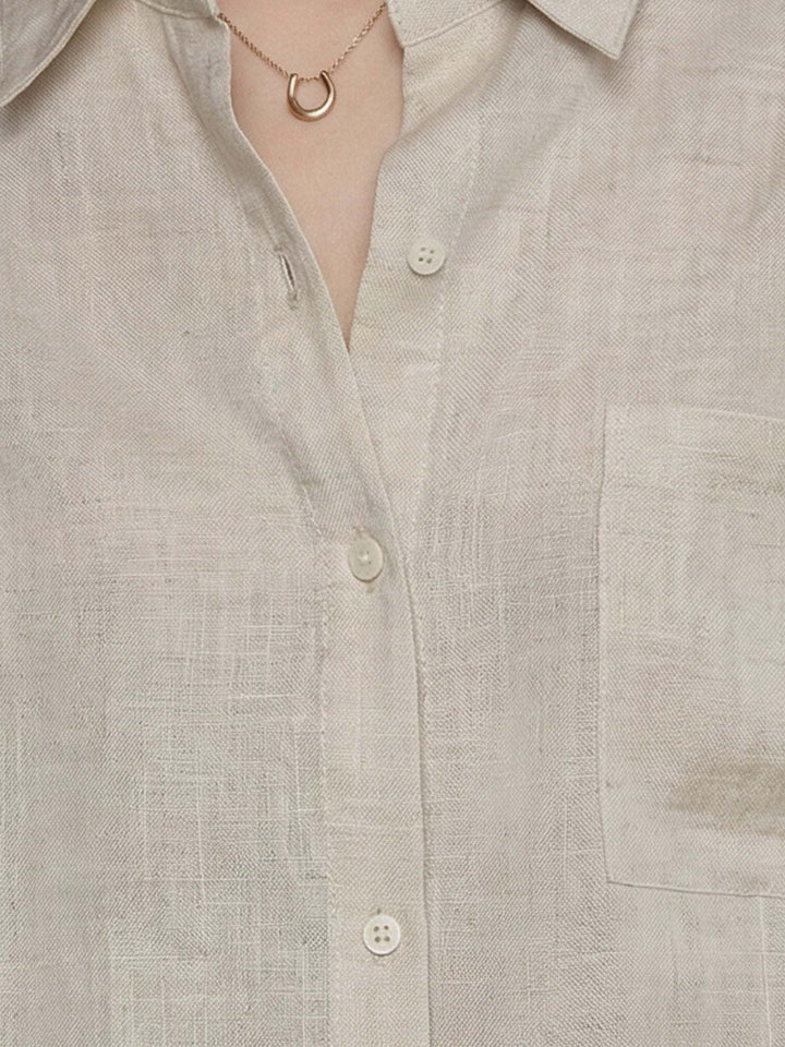 100% Cotton-Linen Classic Oversized Shirt beige image 6 