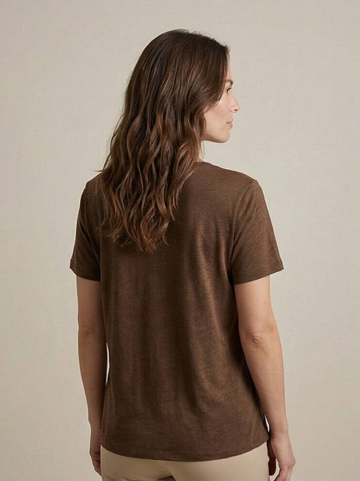 Linen-Bamboo V-Neck Tee brown image 3 