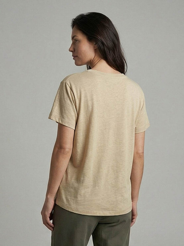 Linen-Bamboo V-Neck Tee khaki image 3 