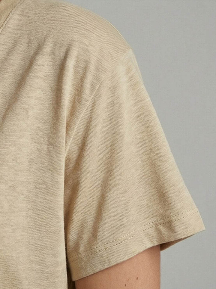 Linen-Bamboo V-Neck Tee khaki image 5 