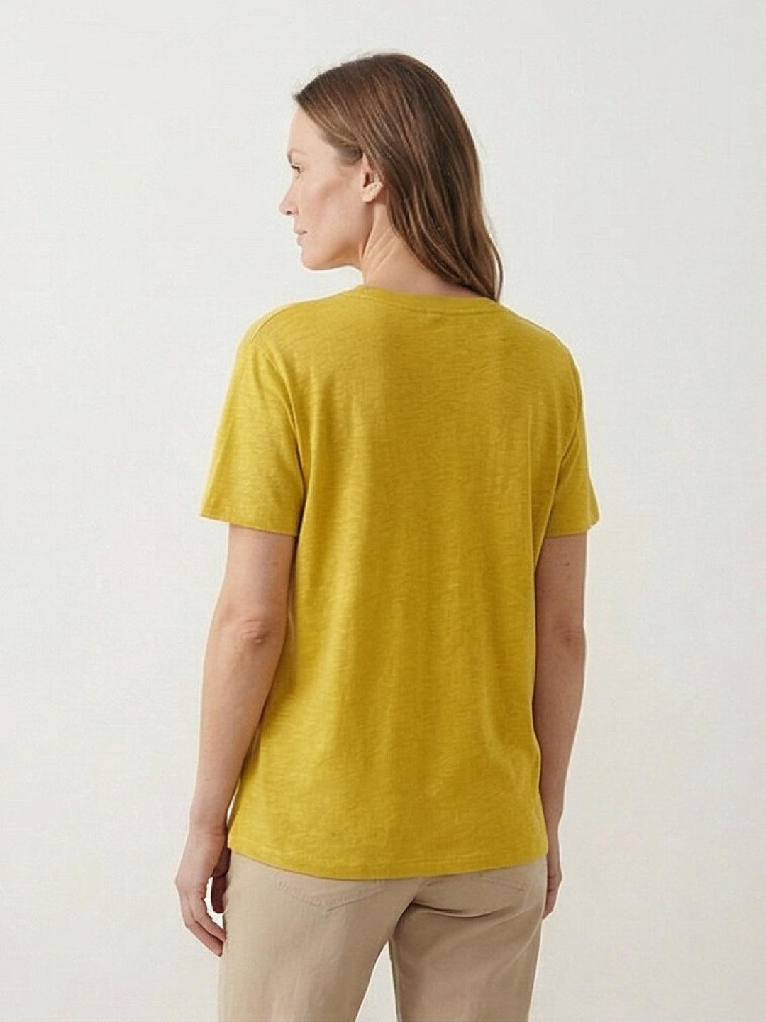 Linen-Bamboo V-Neck Tee yellow image 3 