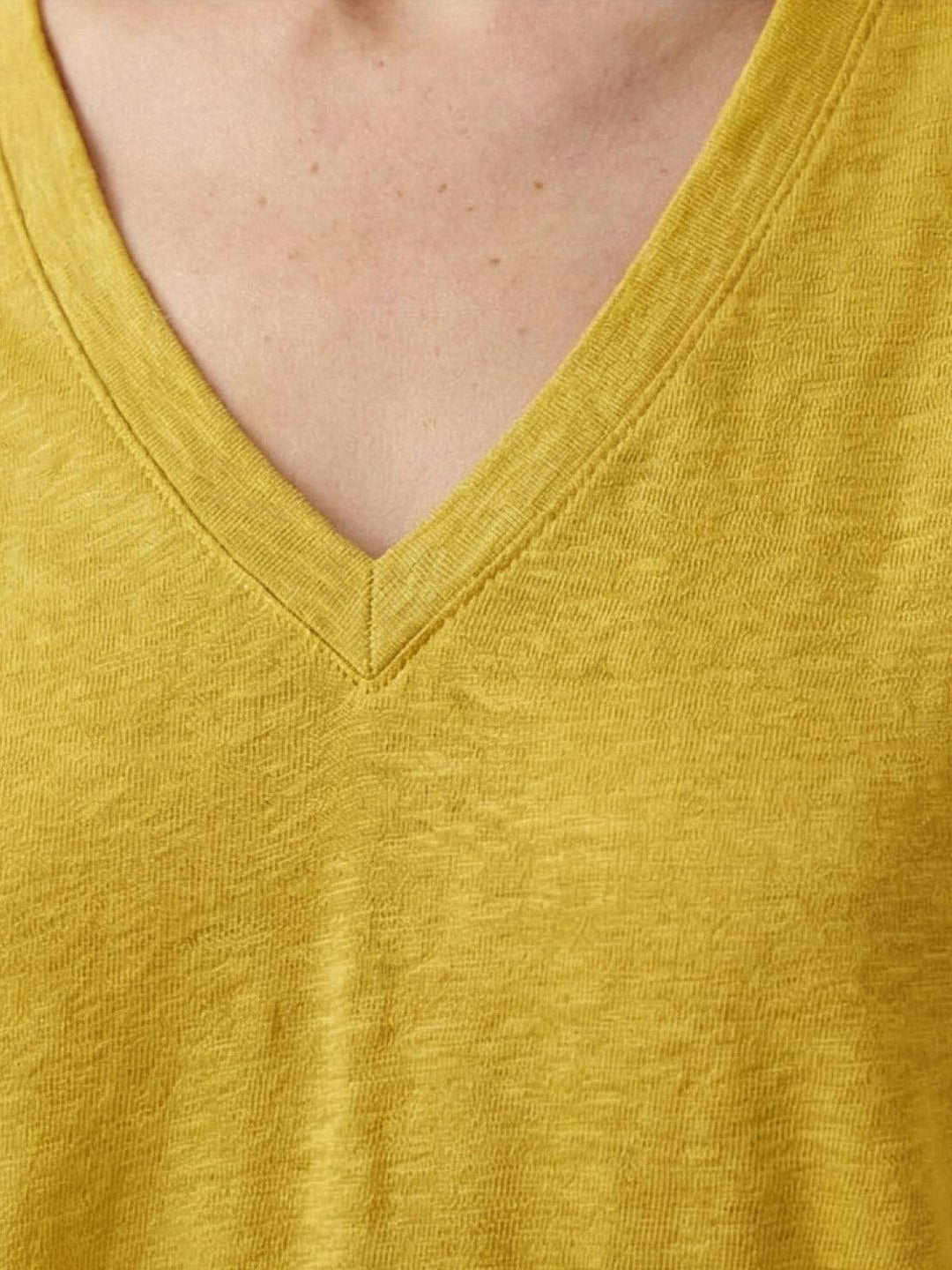 Linen-Bamboo V-Neck Tee yellow image 5 