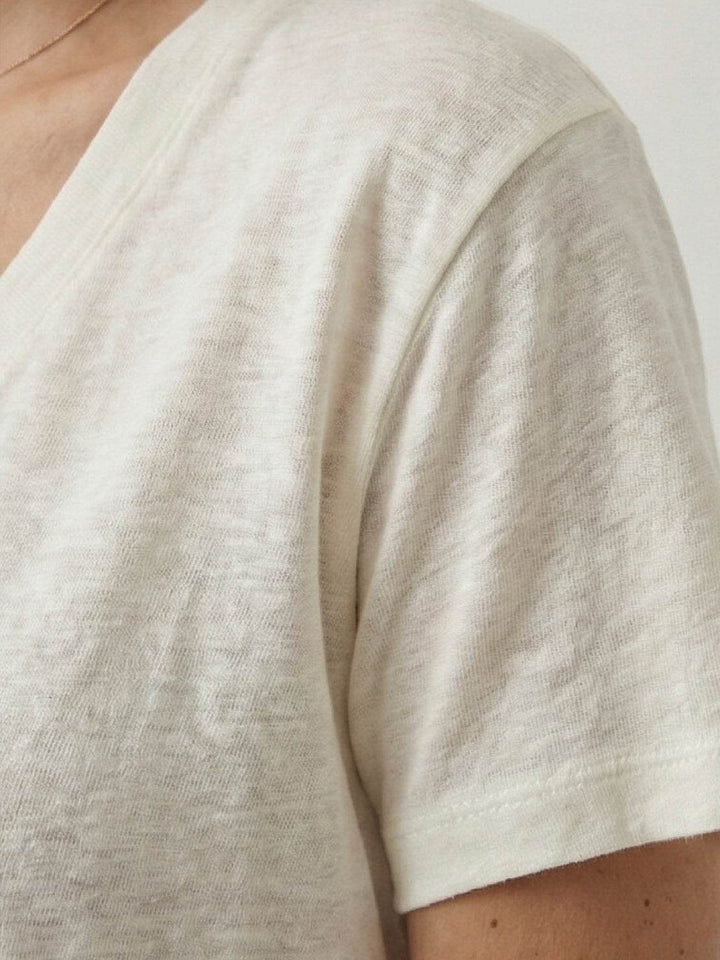 Linen-Bamboo V-Neck Tee white image 5 