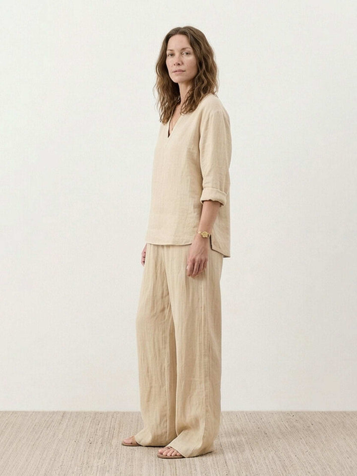 Oversized V-Neck Set beige image 3 