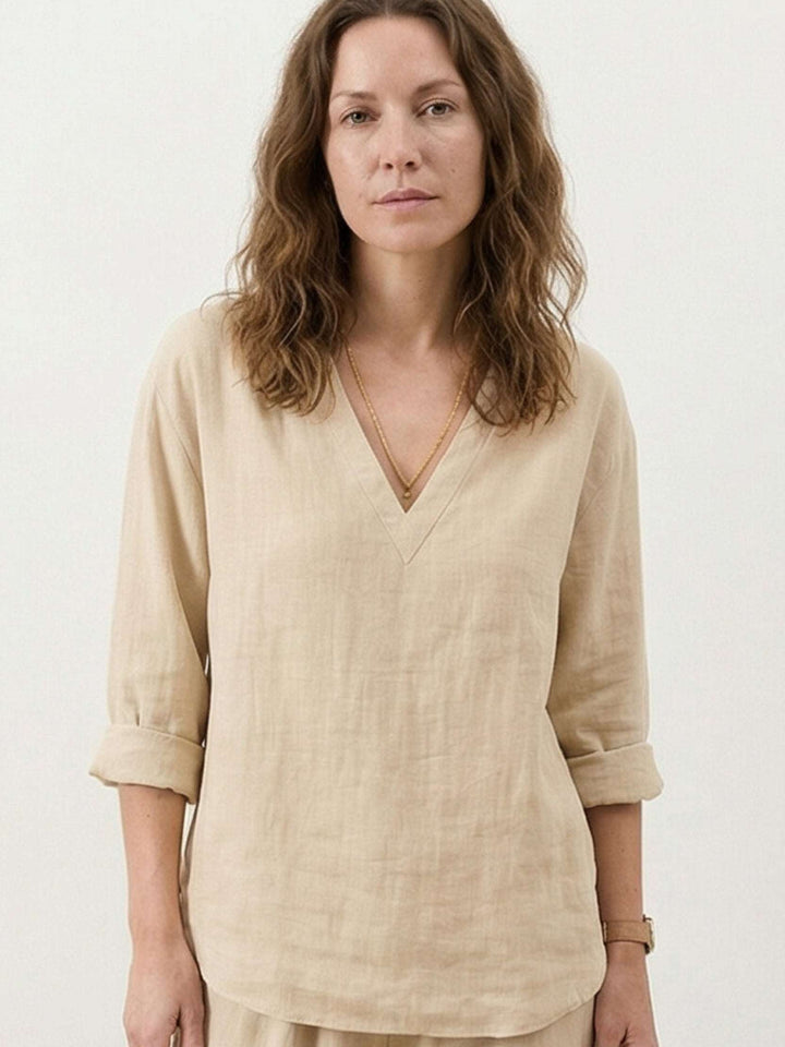Oversized V-Neck Set beige image 4 