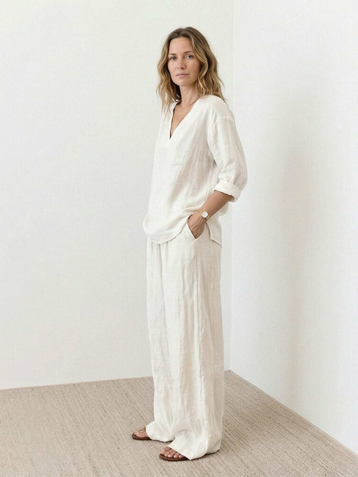 Oversized V-Neck Set white image 3 