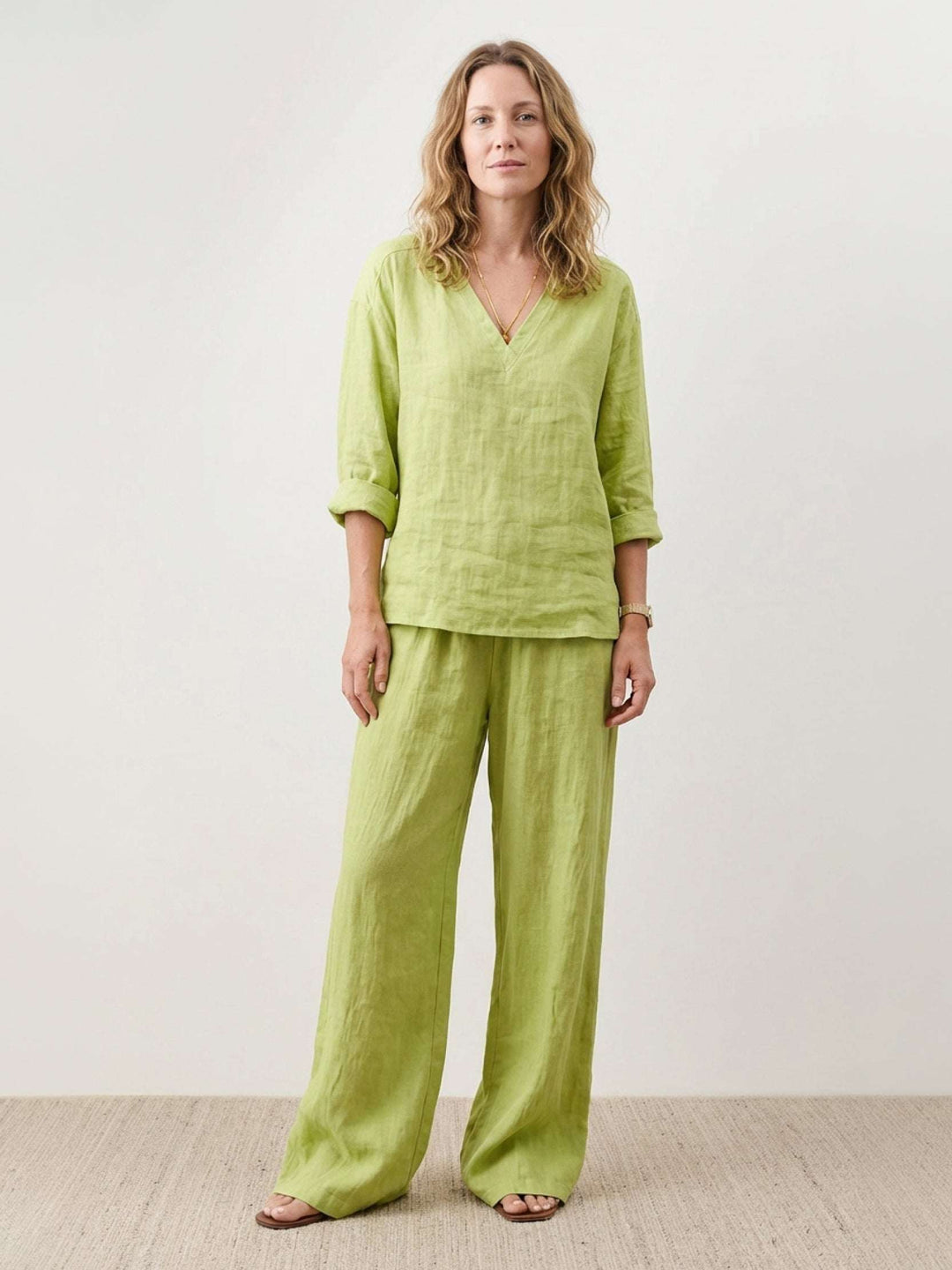 Oversized V-Neck Set lime green image 1 