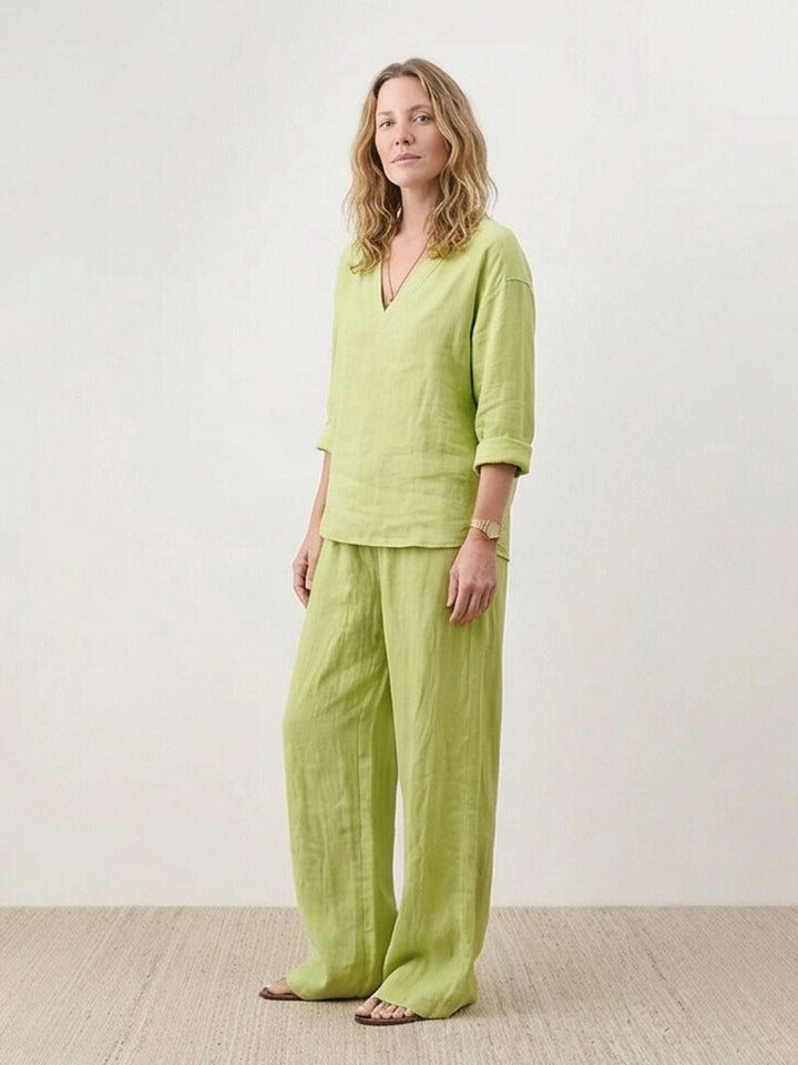 Oversized V-Neck Set lime green image 3 