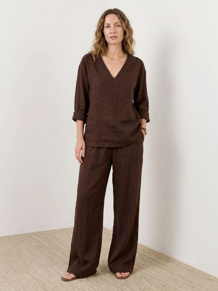 Oversized V-Neck Set chocolate brown image 1 