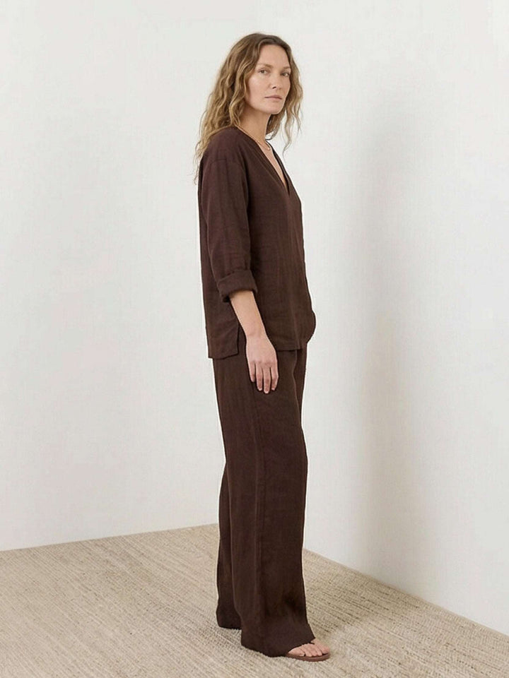 Oversized V-Neck Set chocolate brown image 3 
