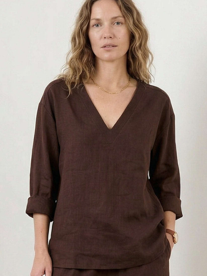 Oversized V-Neck Set chocolate brown image 4 