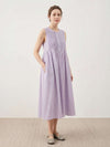 100% Cotton Linen Pleated Midi Dress