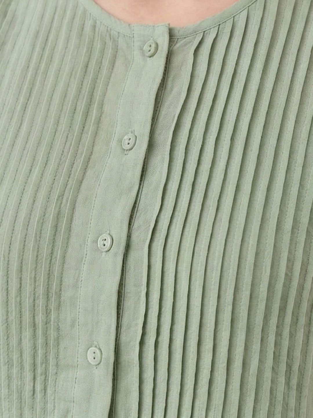 100% Cotton Linen Pleated Midi Dress sage green image 6 