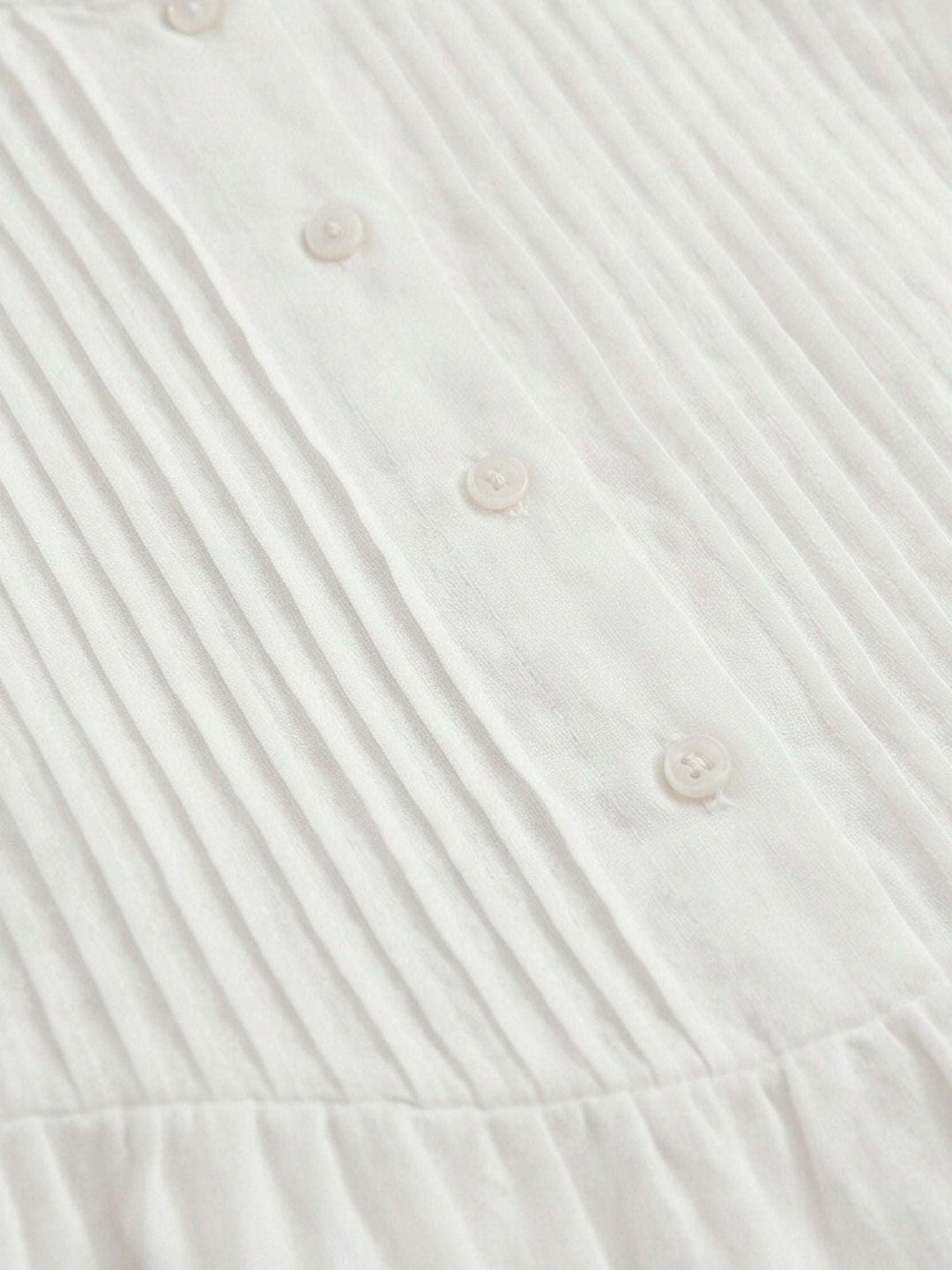 100% Cotton Linen Pleated Midi Dress white image 6 