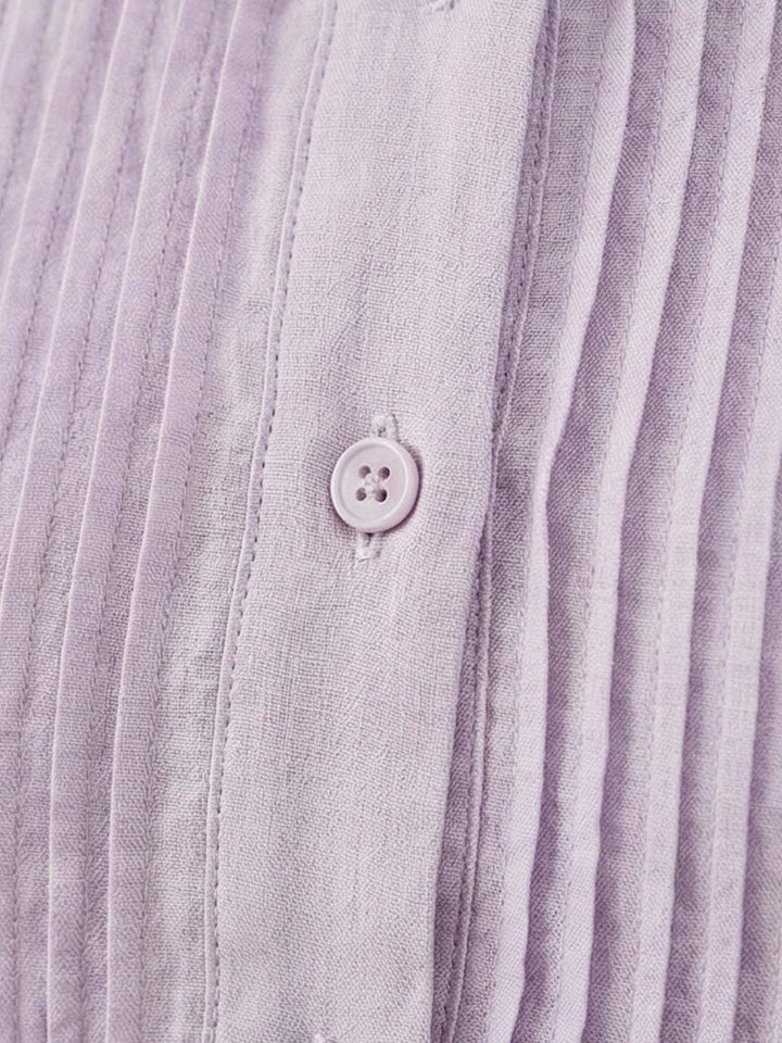 100% Cotton Linen Pleated Midi Dress light lavender image 6 