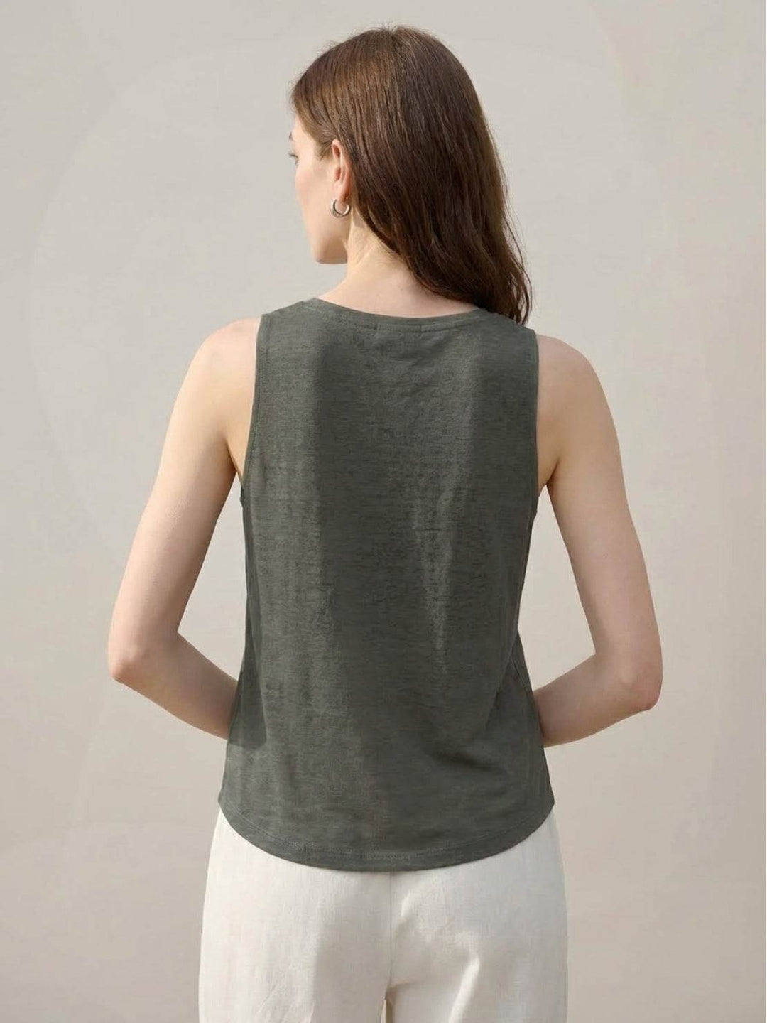 100% Linen Wide Neck Vest dark gray image 8 