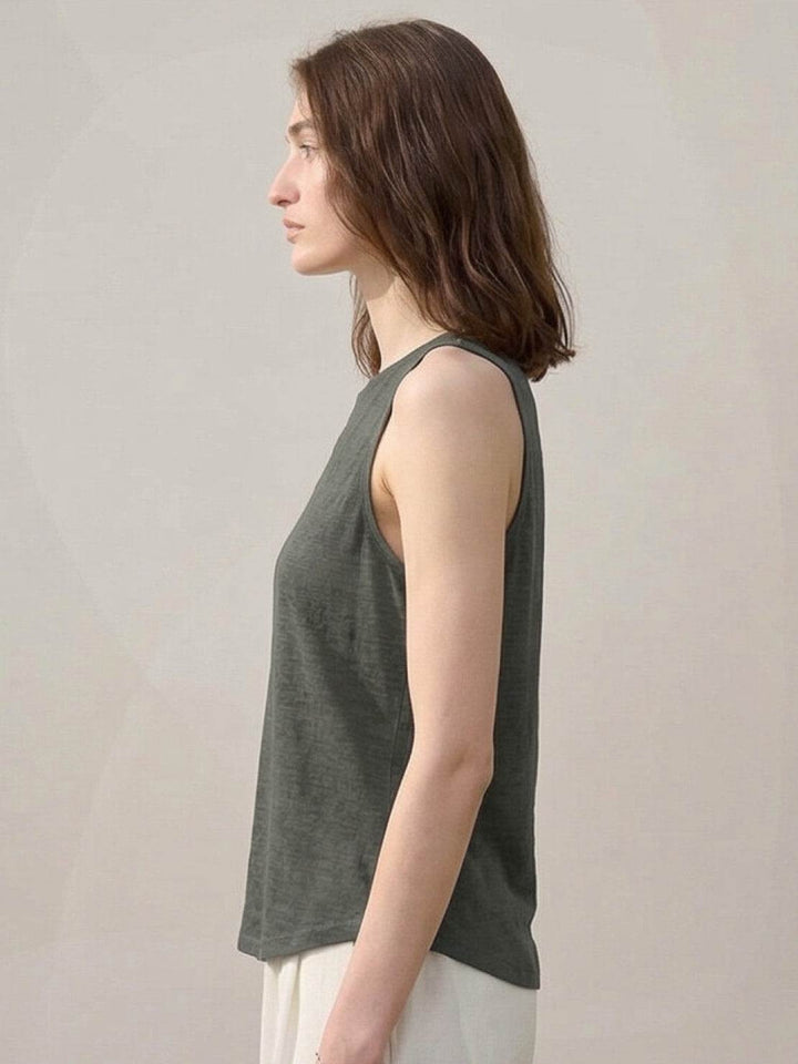 100% Linen Wide Neck Vest dark gray image 9 