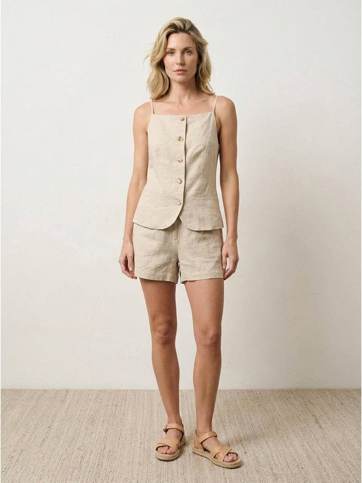 100% Linen Yarn-Dyed Vest beige image 4 