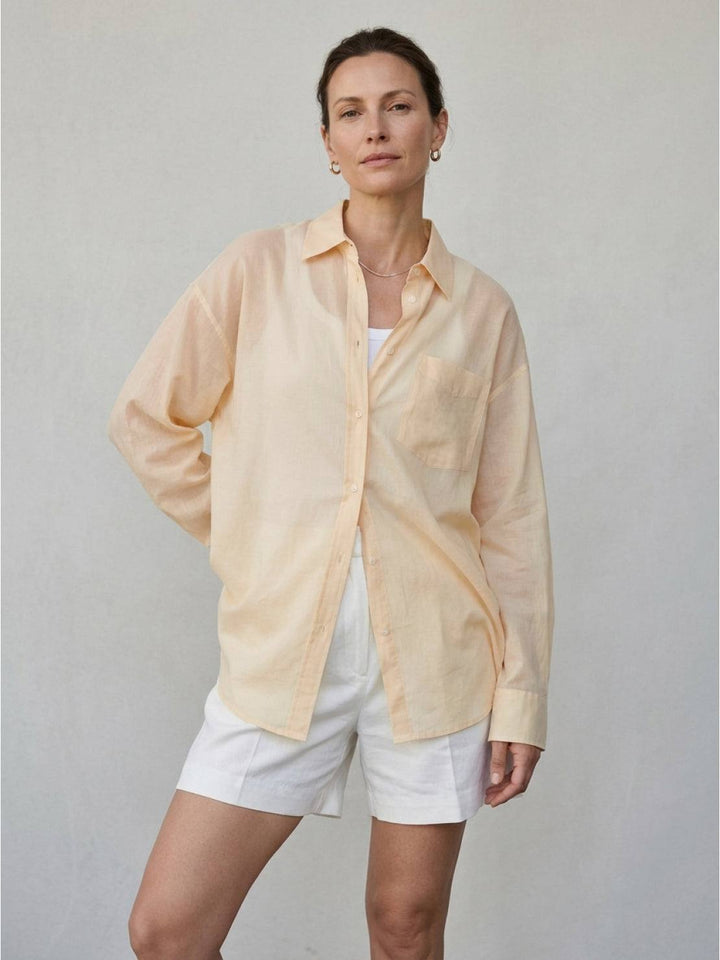 100% Linen Sheer Overshirt yellow image 1 