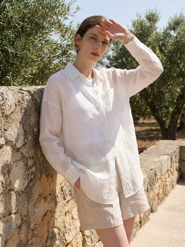 100% Linen Sheer Overshirt army green image 8 