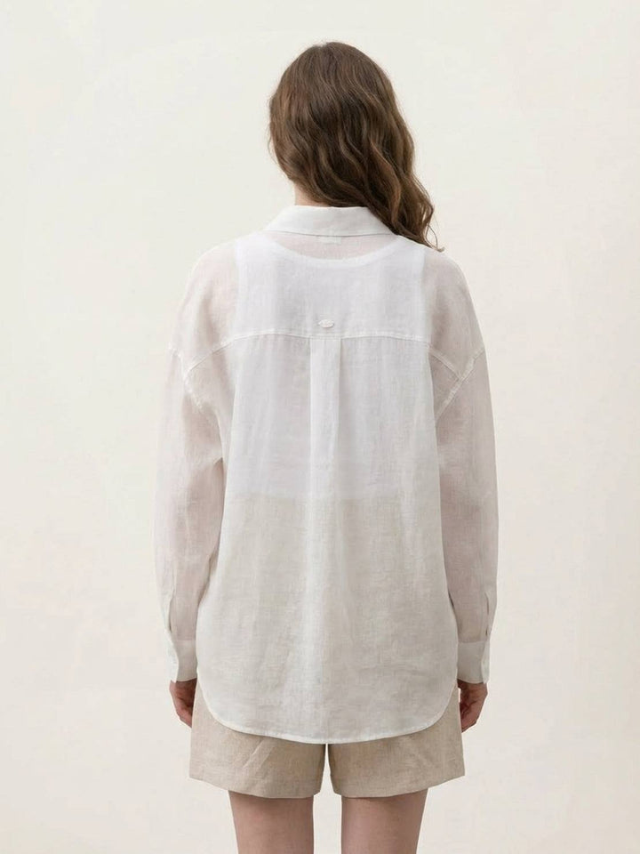 100% Linen Sheer Overshirt army green image 9 