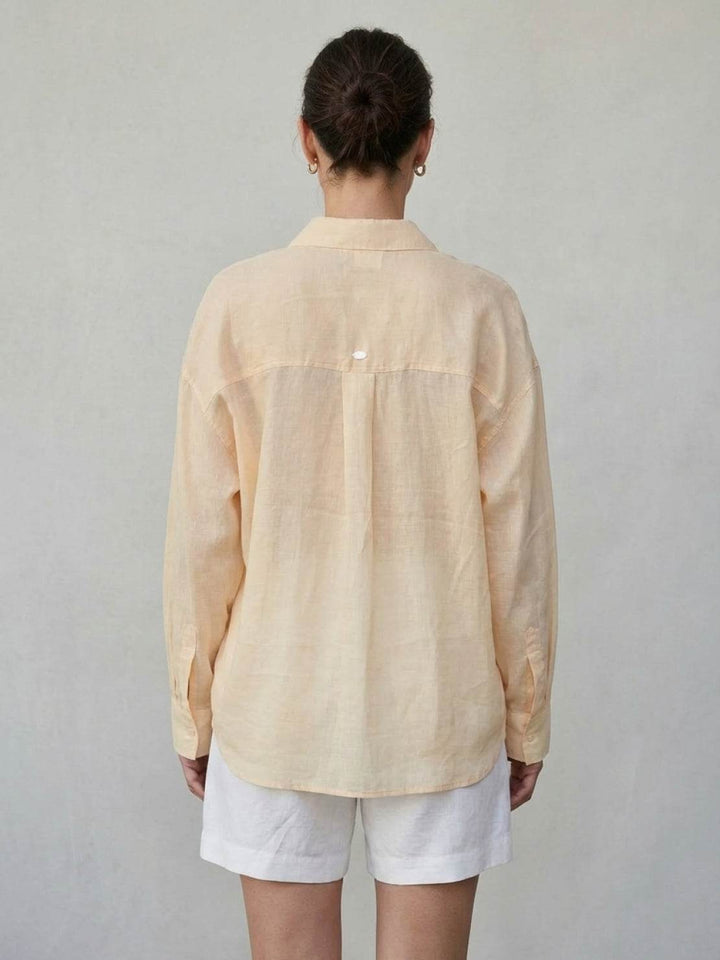 100% Linen Sheer Overshirt yellow image 3 