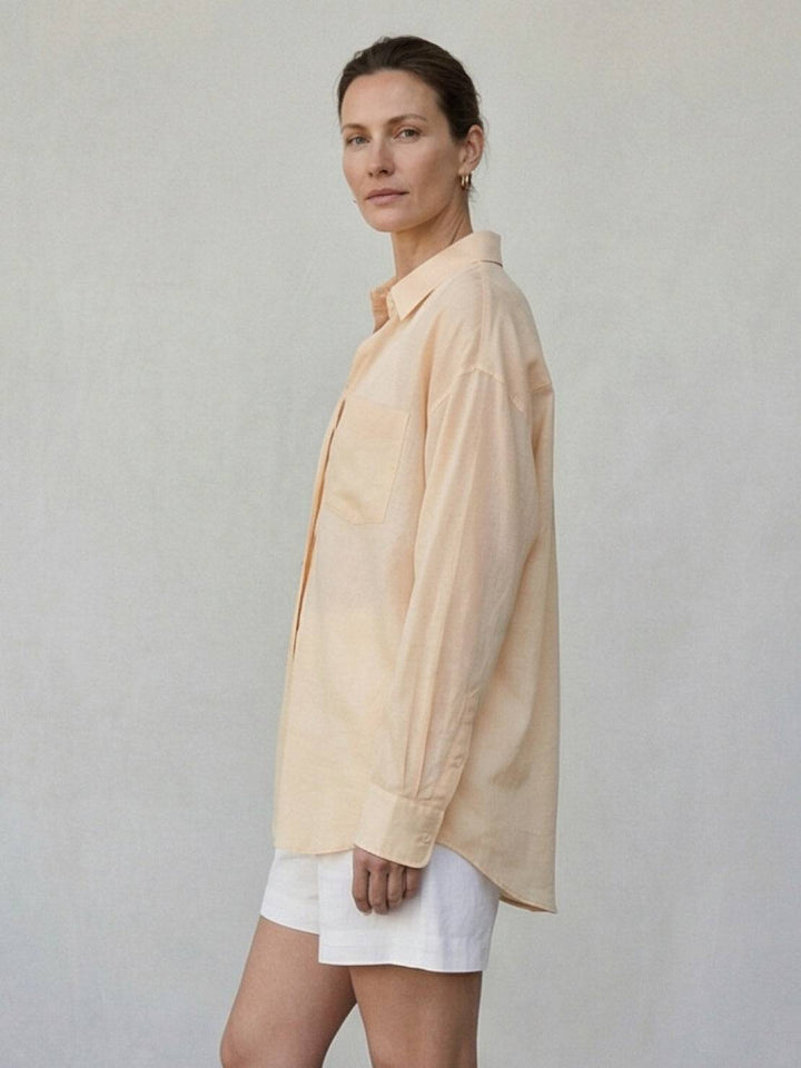 100% Linen Sheer Overshirt yellow image 4 